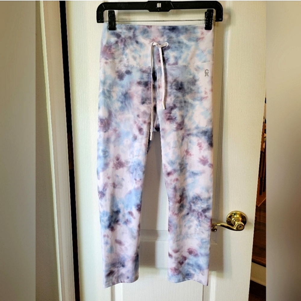 NWOT Good American Cloud Tie Dye Drawstring Waist Crop Leggings Size 2